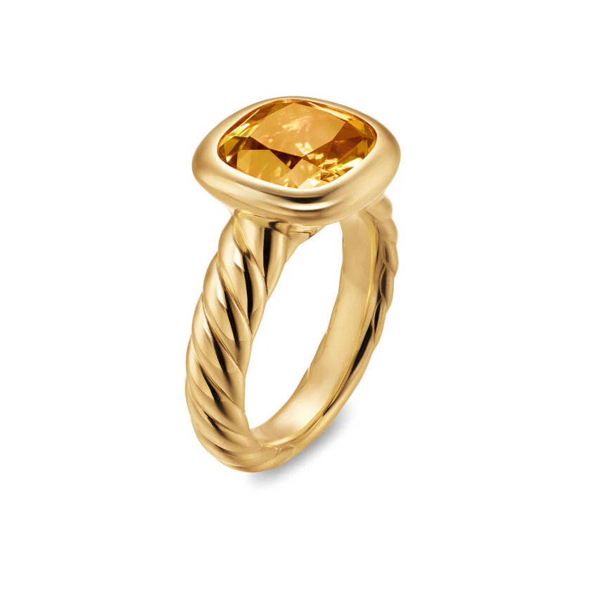 DY Mercer Stone Ring in 18K Yellow Gold with Citrine, 10mm, Size 6 - Image 2