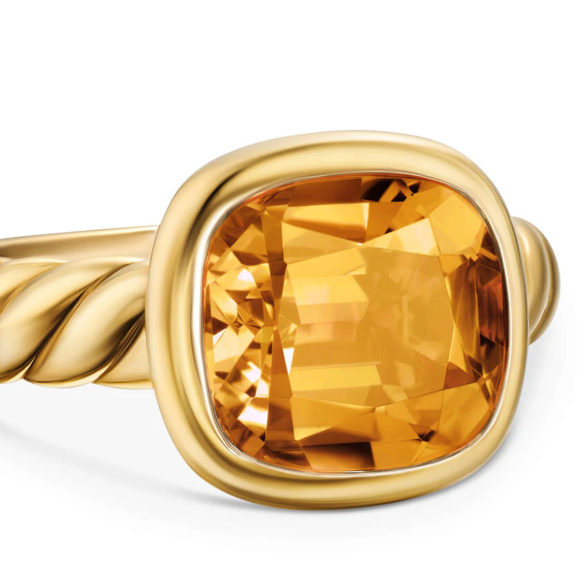 DY Mercer Stone Ring in 18K Yellow Gold with Citrine, 10mm, Size 6 - Image 3