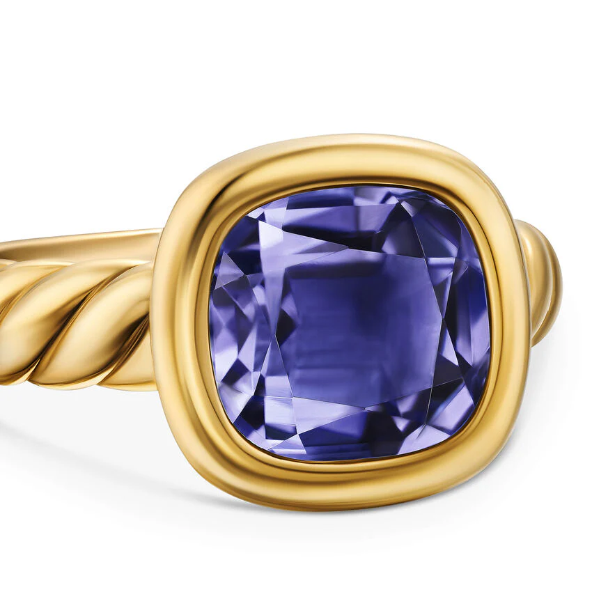 DY Mercer Stone Ring in 18K Yellow Gold with Iolite, 10mm, Size 7 - Image 3