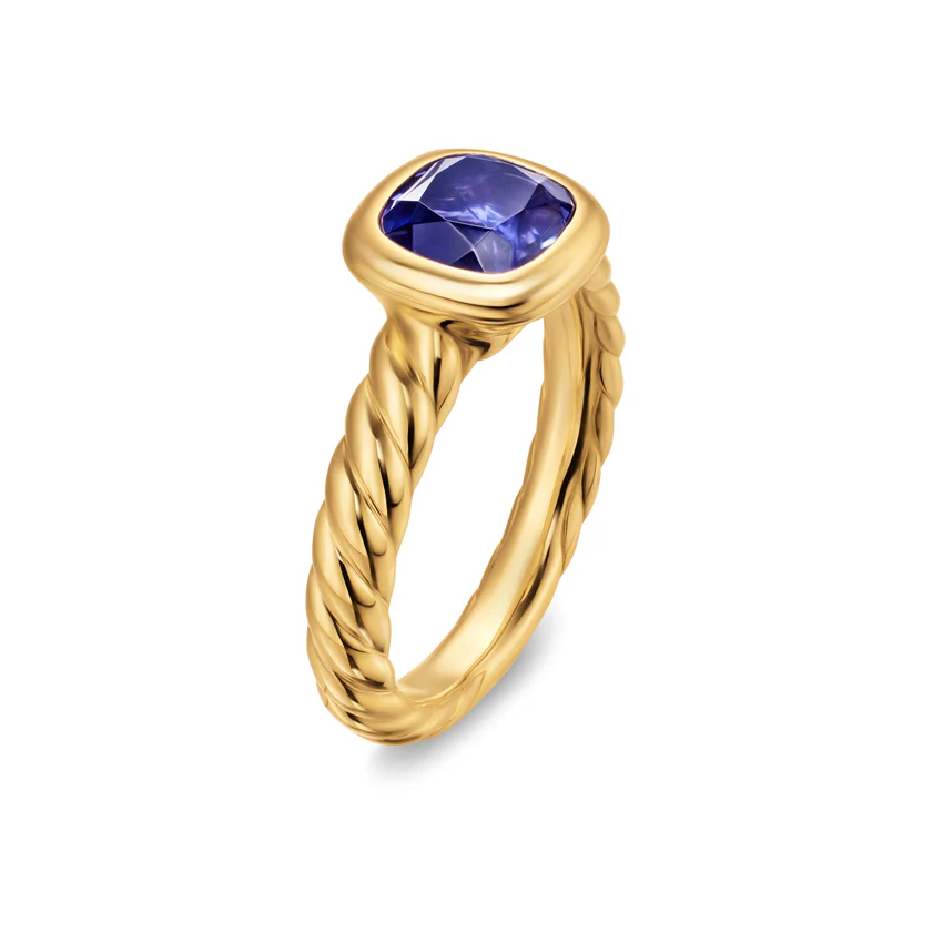 DY Mercer Stone Ring in 18K Yellow Gold with Iolite, 7mm, Size 7.5 - Image 2