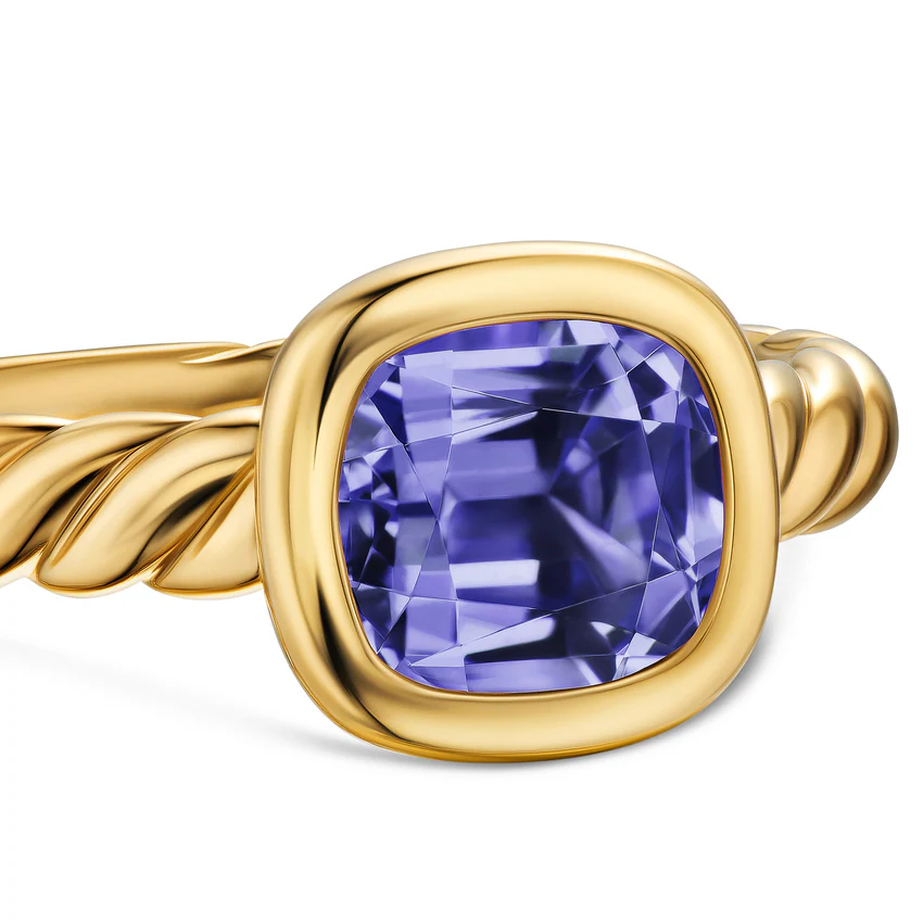 DY Mercer Stone Ring in 18K Yellow Gold with Iolite, 7mm, Size 7.5 - Image 3
