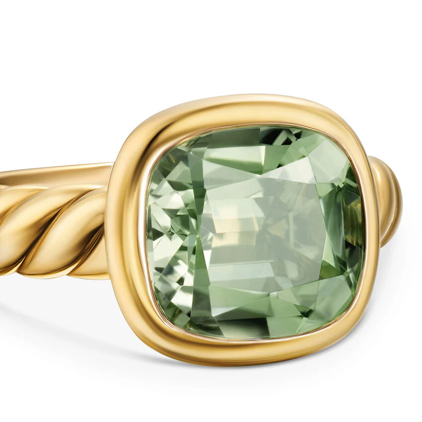 DY Mercer Stone Ring in 18K Yellow Gold with Prasiolite, 10mm, Size 6 - Image 3