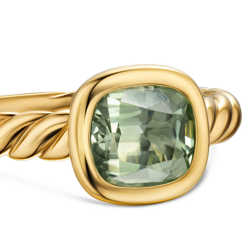 DY Mercer Stone Ring in 18K Yellow Gold with Prasiolite, 7mm, Size 6 - Image 3