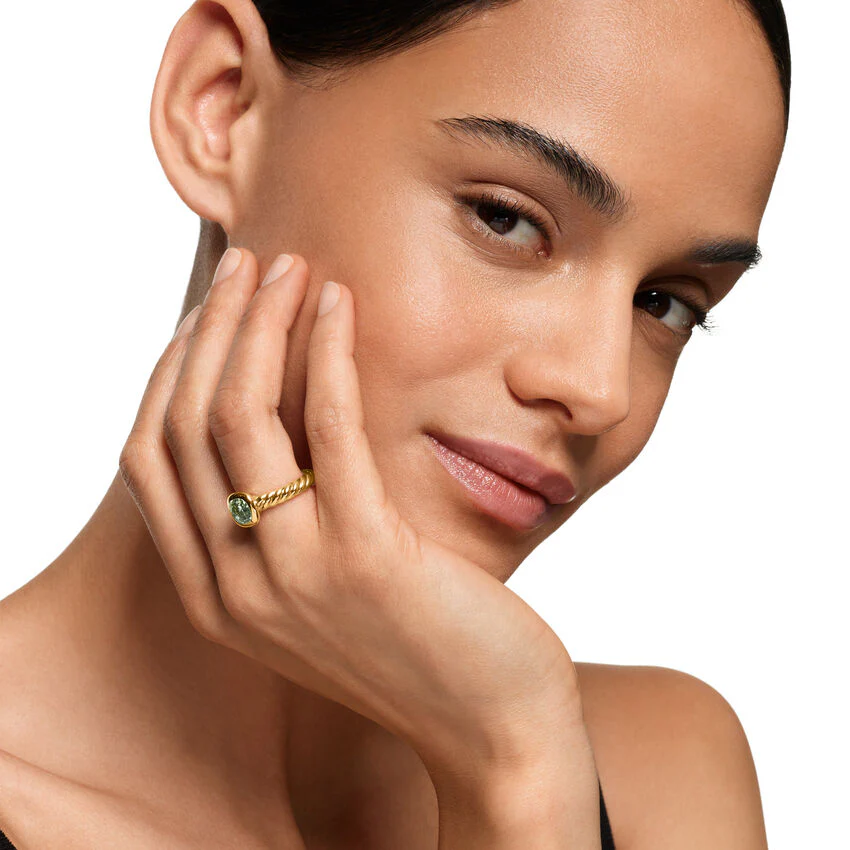 DY Mercer Stone Ring in 18K Yellow Gold with Prasiolite, 7mm, Size 6 - Image 4