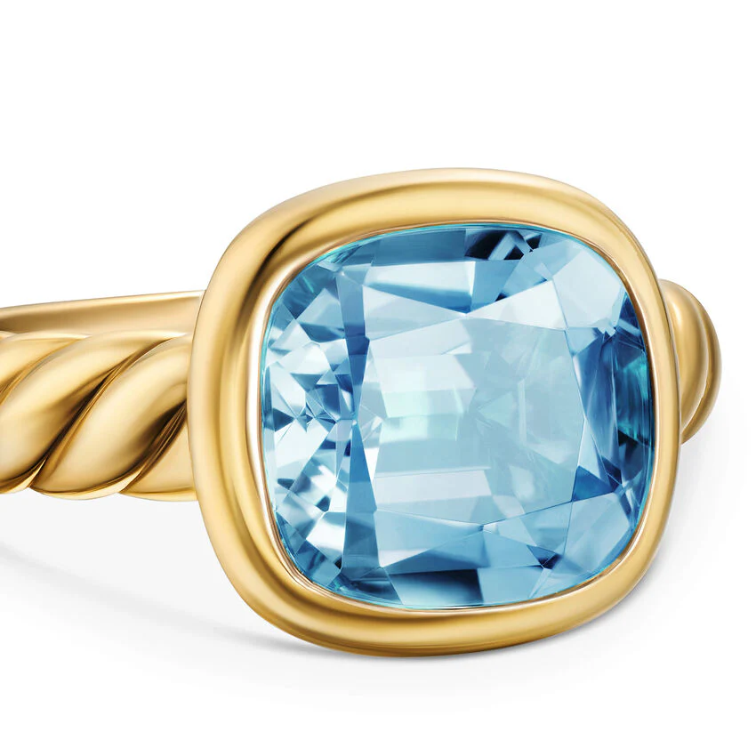 DY Mercer Stone Ring in 18K Yellow Gold with Sky Blue Topaz, 10mm, Size 7 - Image 3