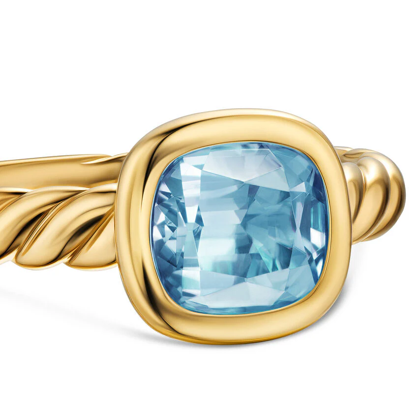 DY Mercer Stone Ring in 18K Yellow Gold with Sky Blue Topaz, 7mm, Size 6 - Image 3