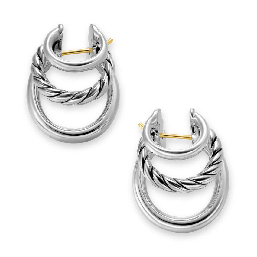 DY Mercer Three Row Hoop Earrings in Sterling Silver, 21mm - Image 2