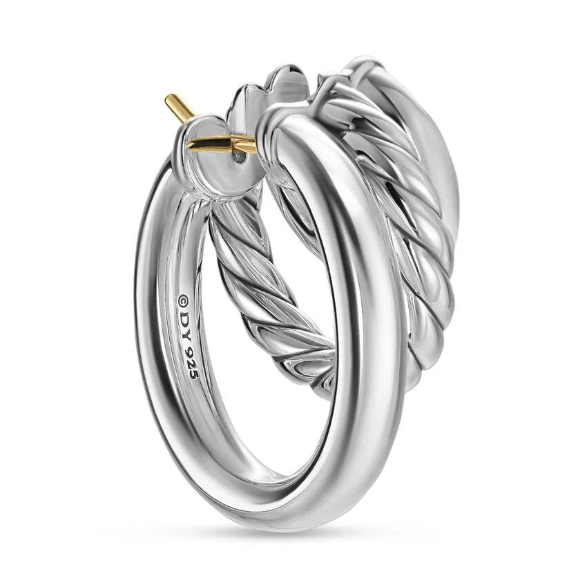 DY Mercer Three Row Hoop Earrings in Sterling Silver, 21mm - Image 3