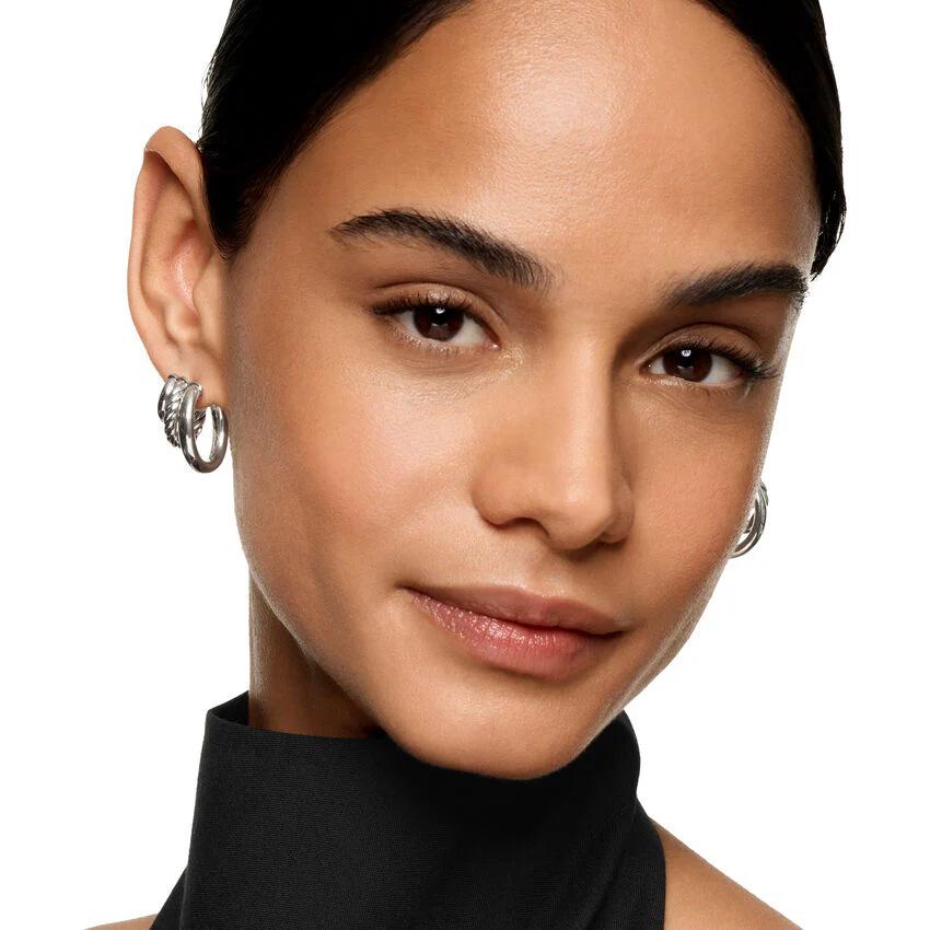 DY Mercer Three Row Hoop Earrings in Sterling Silver, 21mm - Image 4