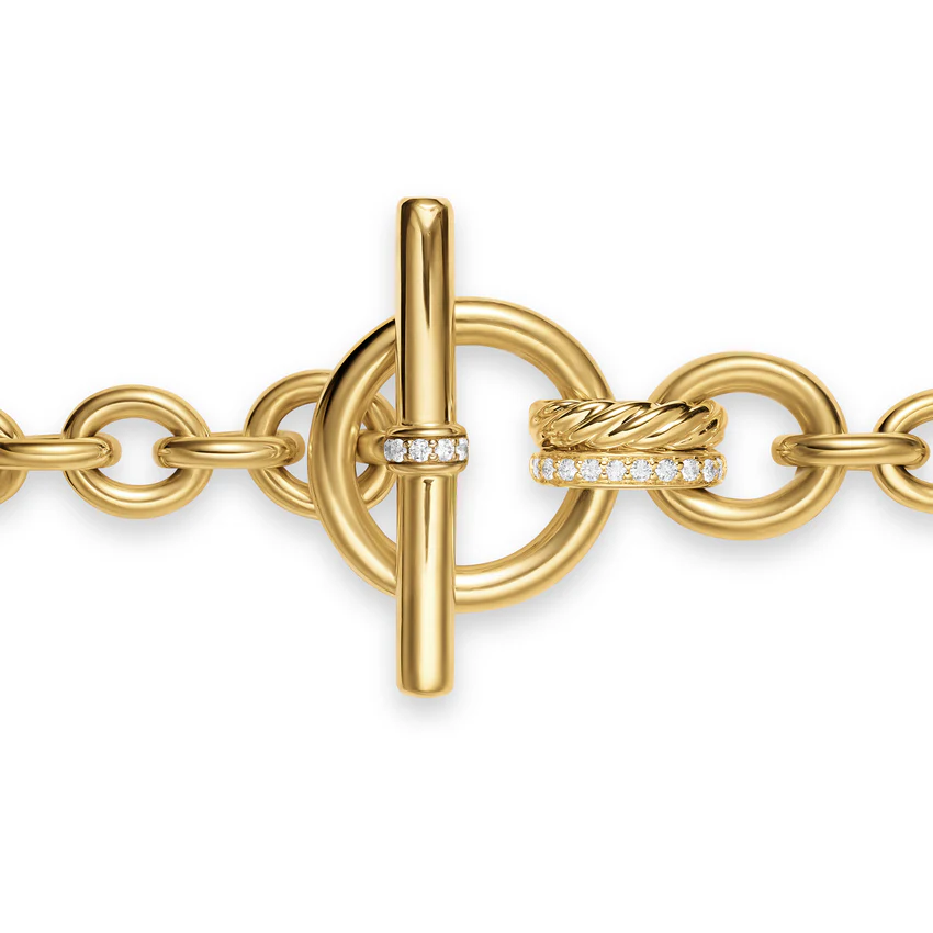 DY Mercer Toggle Chain Bracelet in 18K Yellow Gold with Diamonds, 8mm, Size Medium - Image 3