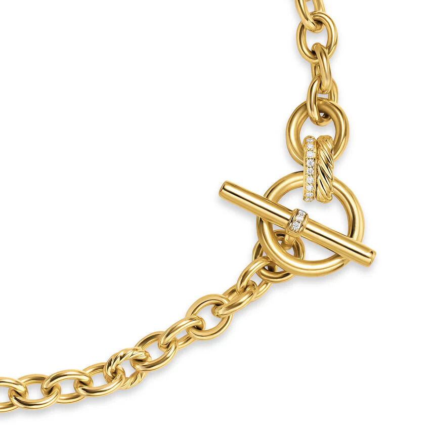 DY Mercer Toggle Chain Necklace in 18K Yellow Gold with Diamonds, 8mm, 18" - Image 2