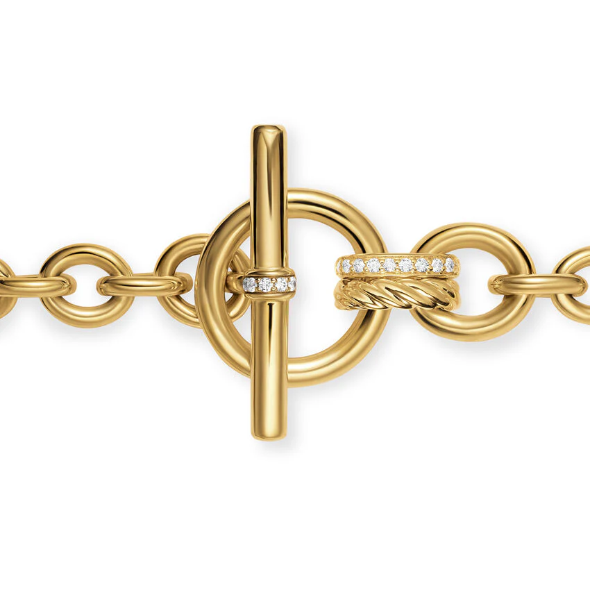 DY Mercer Toggle Chain Necklace in 18K Yellow Gold with Diamonds, 8mm, 18" - Image 3