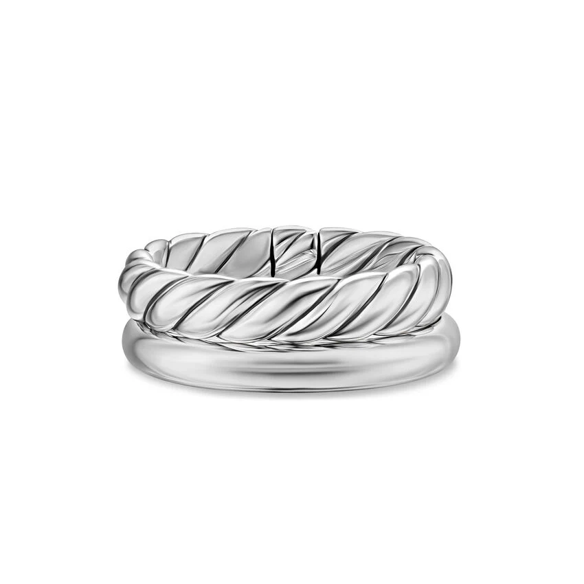 DY Mercer Two Row Ring in Sterling Silver, 8mm, Size 6