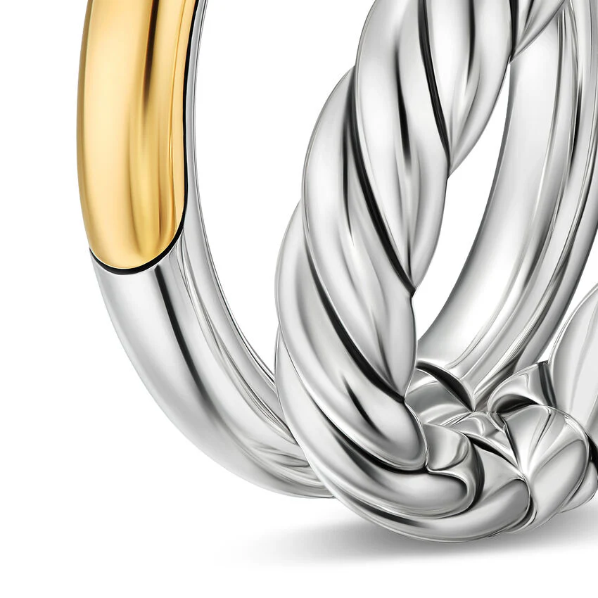 DY Mercer Two Row Ring in Sterling Silver with 18K Yellow Gold, 8mm, Size 6 - Image 3