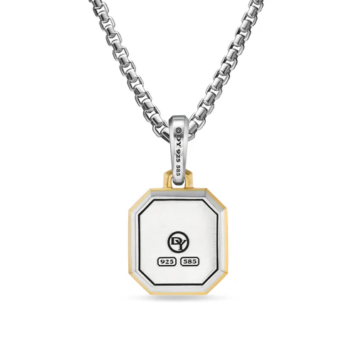 E Initial Amulet in Sterling Silver with 14K Yellow Gold, 17mm - Image 3