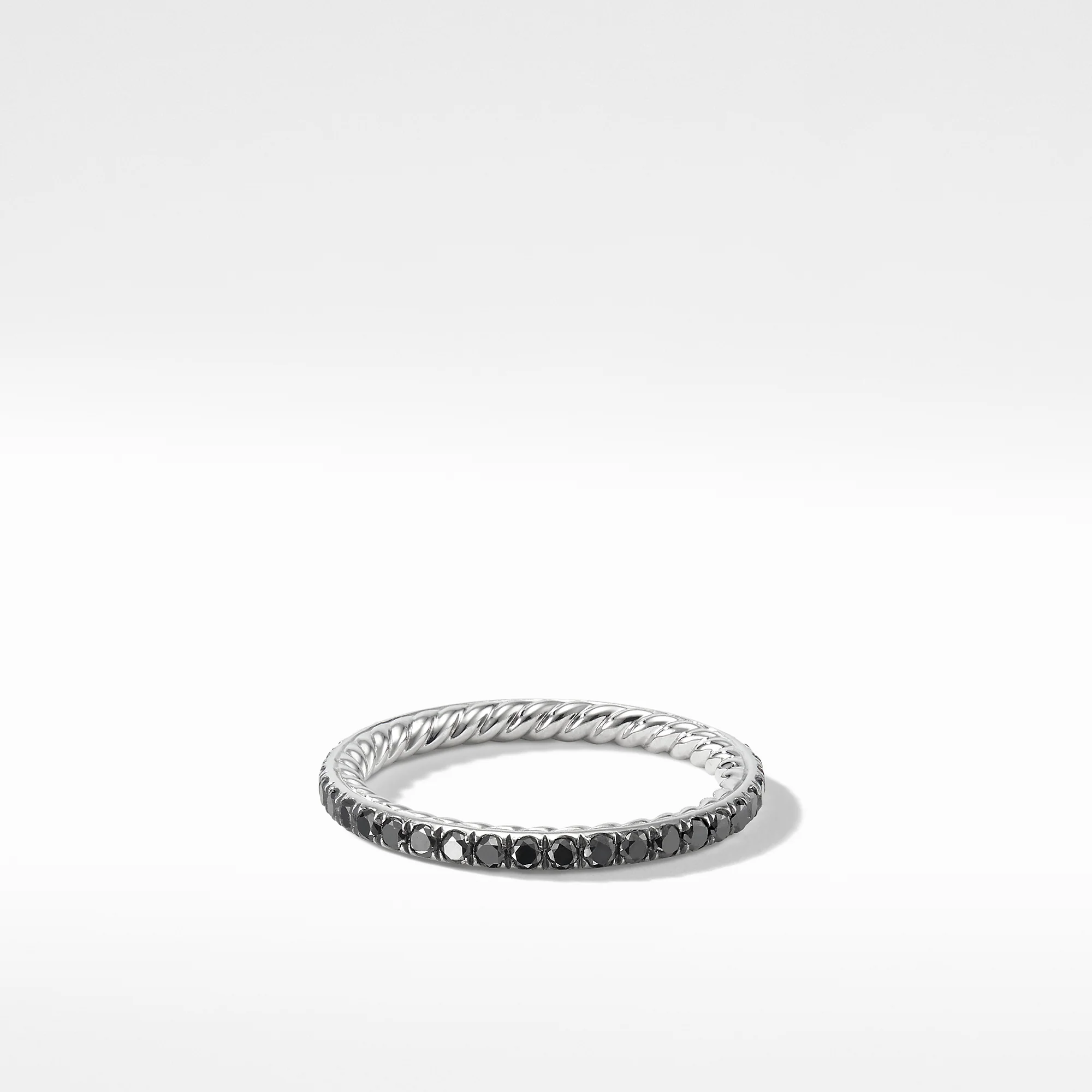 Eden 1.85mm Black Diamond PavƩ Wedding Band Ring in Platinum, Size 6