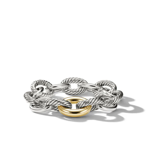 Extra-Large Oval Link Bracelet with 18K Gold, 7"