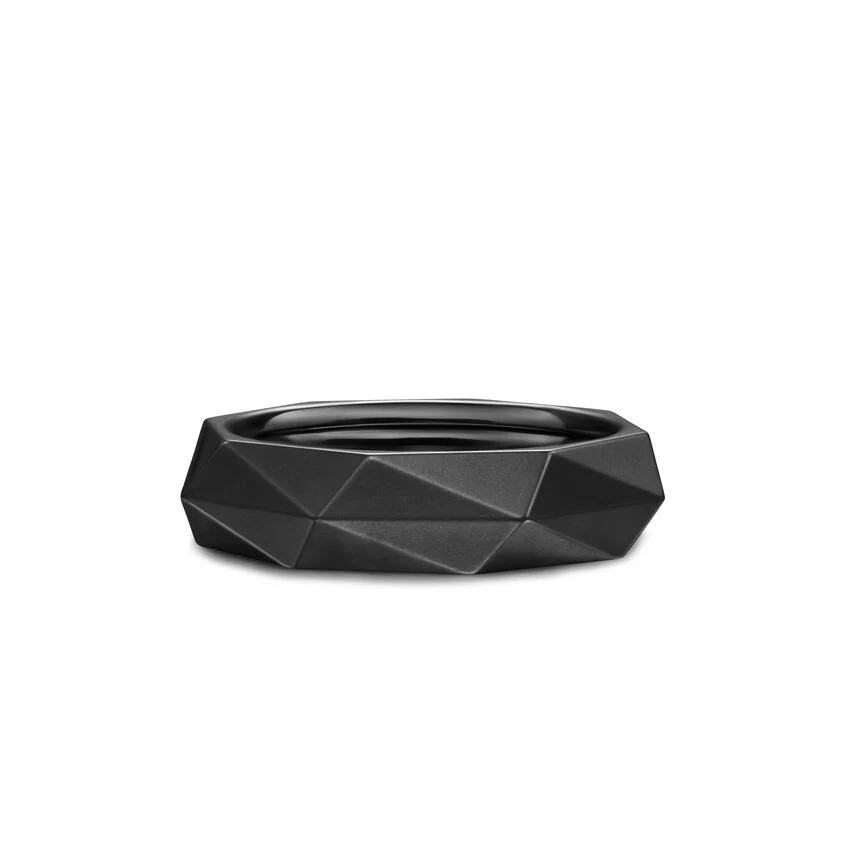 Faceted Band Ring in Black Titanium, 6.2mm, Size 10