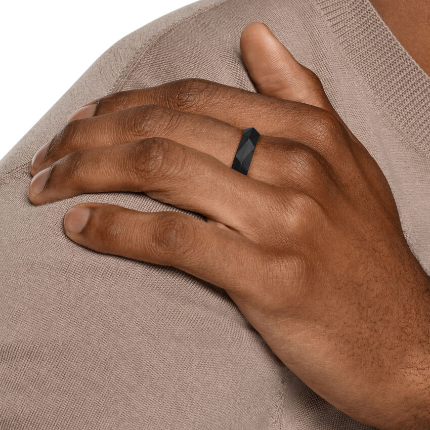 Faceted Band Ring in Black Titanium, 6.2mm, Size 10 - Image 3
