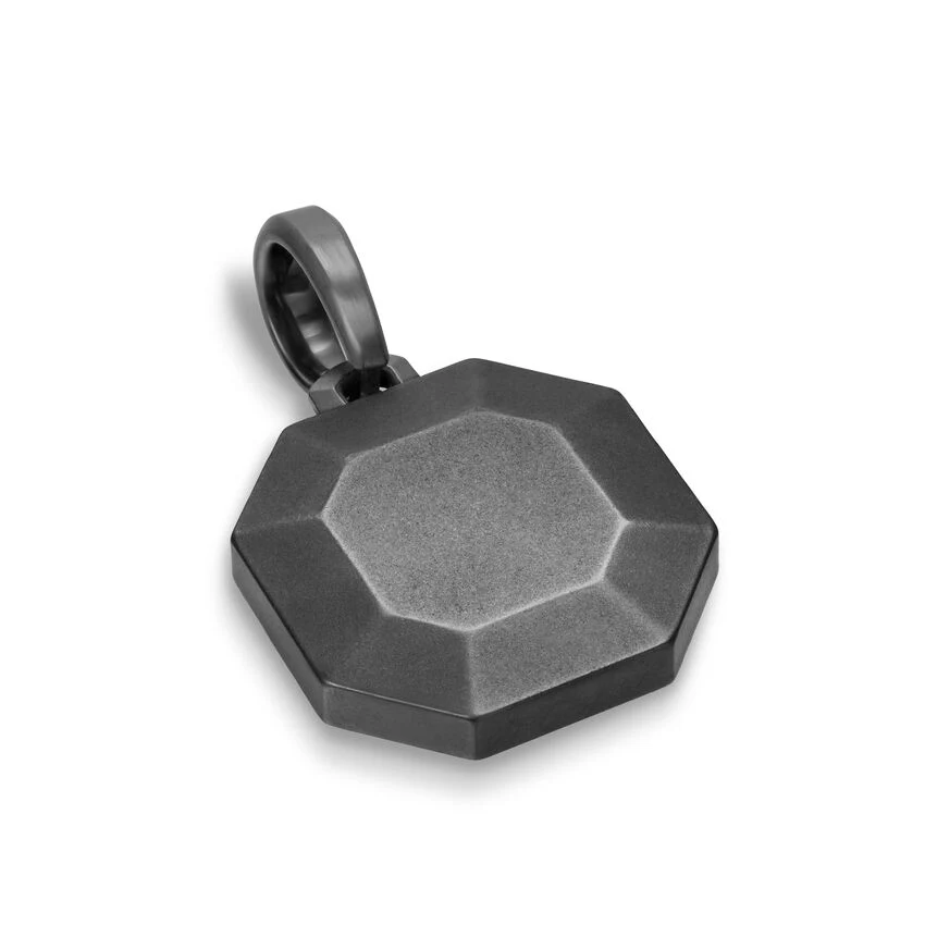 Faceted Stone Amulet in Black Titanium, 16mm