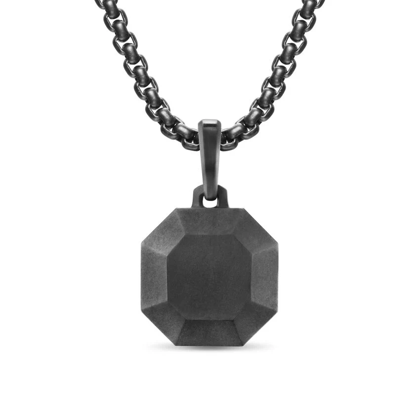 Faceted Stone Amulet in Black Titanium, 16mm - Image 2