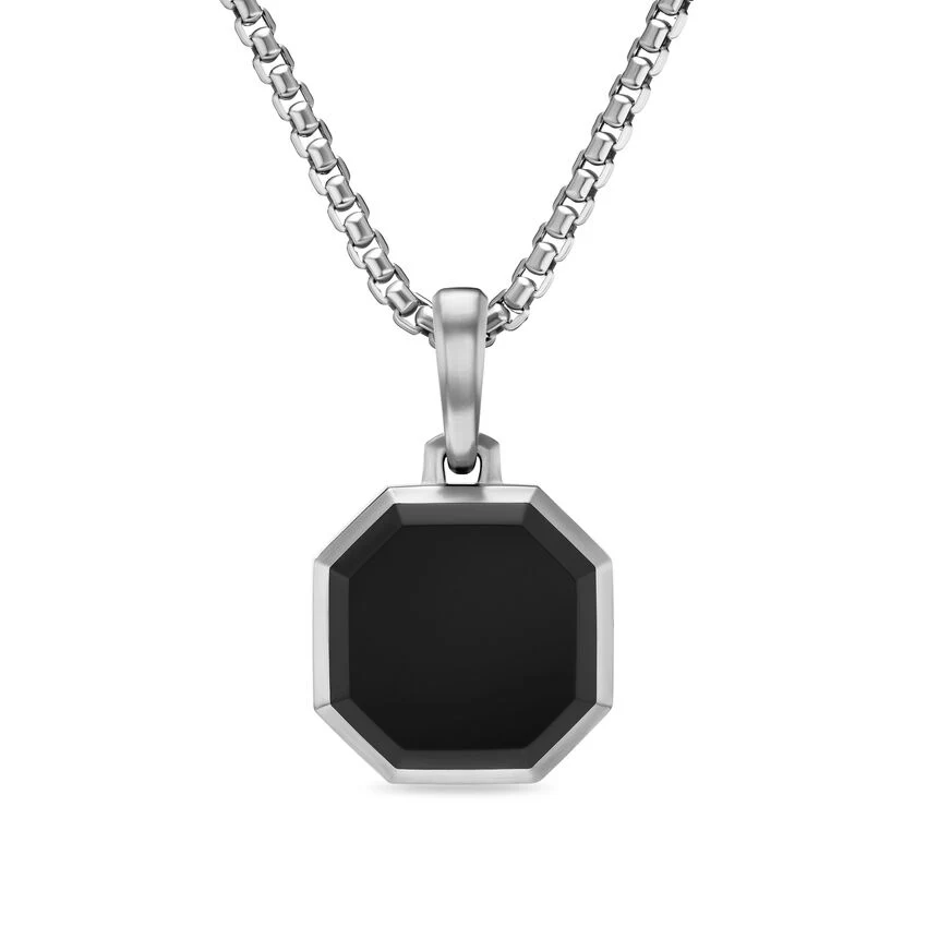Faceted Stone Amulet in Sterling Silver with Black Onyx, 16mm - Image 2
