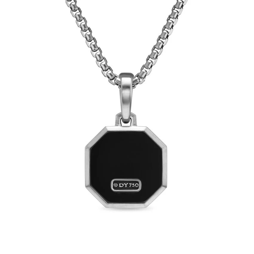 Faceted Stone Amulet in Sterling Silver with Black Onyx, 16mm - Image 3