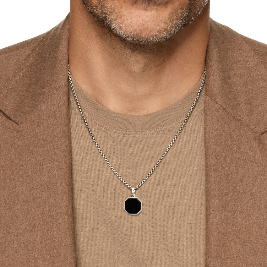 Faceted Stone Amulet in Sterling Silver with Black Onyx, 16mm - Image 4