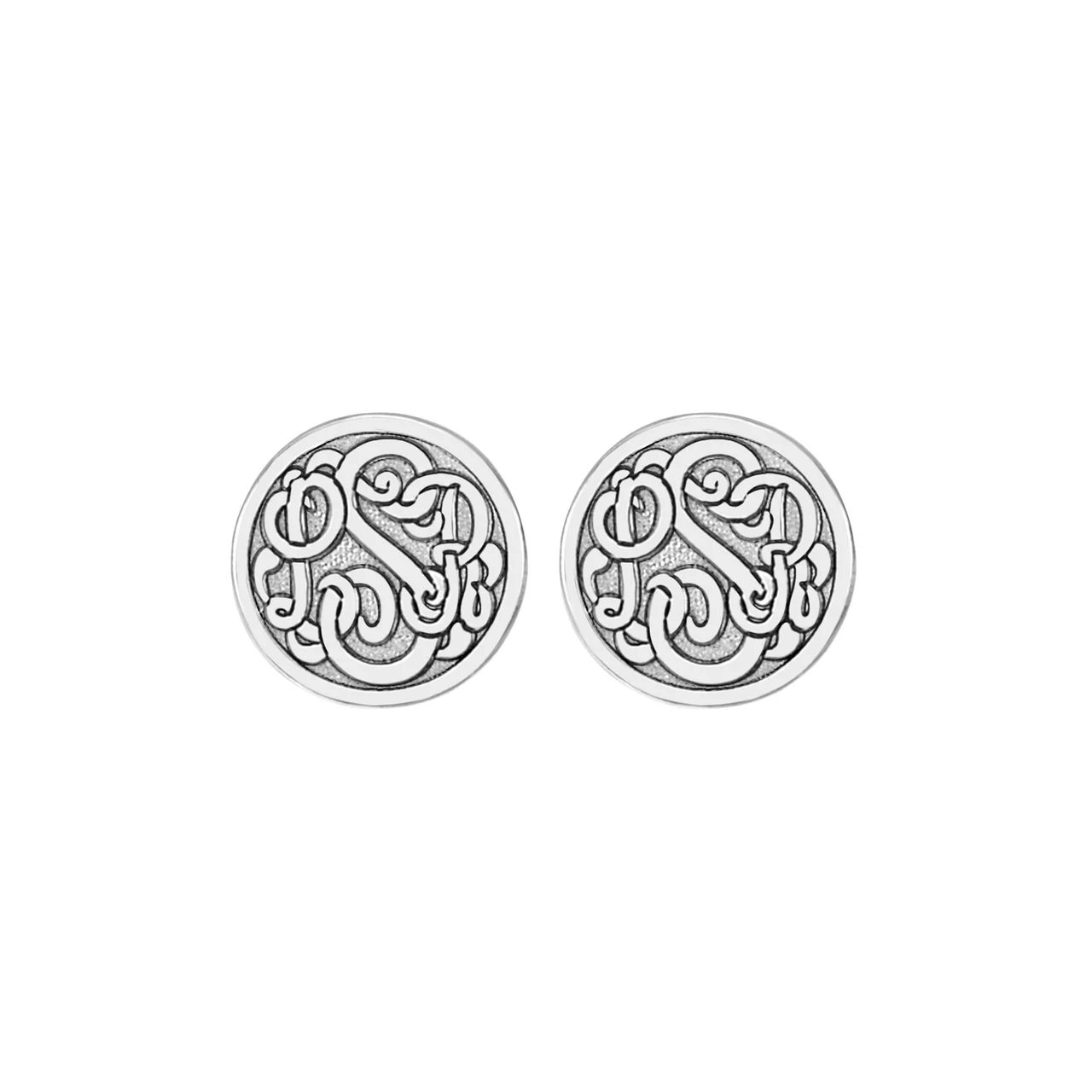 Fink's 10mm Classic Recessed Monogram Stud Earrings - Image 2