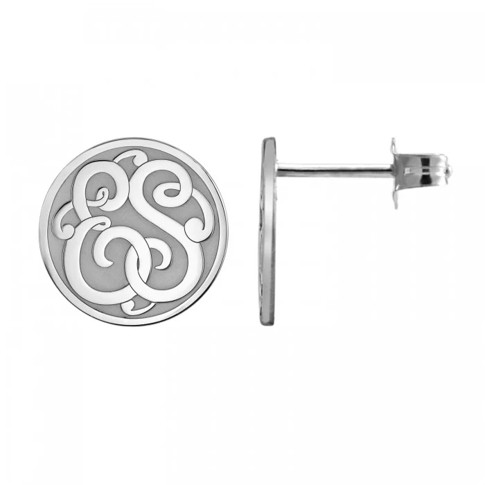 Fink's 10mm Classic Recessed Two Initial Monogram Stud Earrings - Image 2