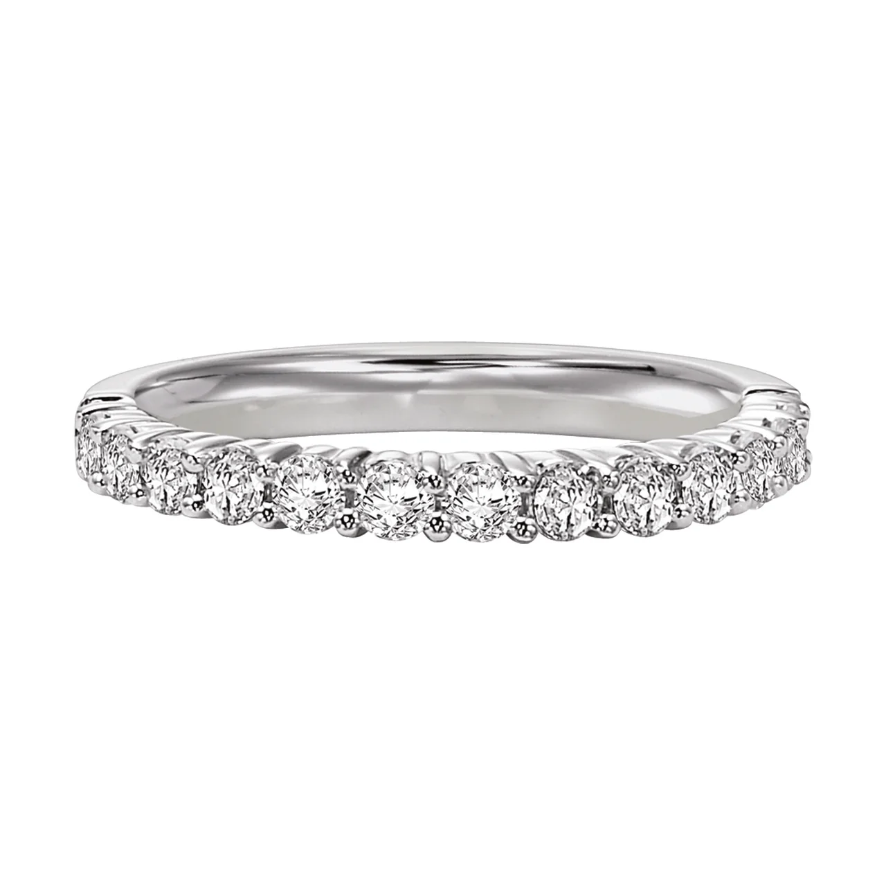 Fink's 14K White Gold 13 Stone Shared Prong Wedding Band