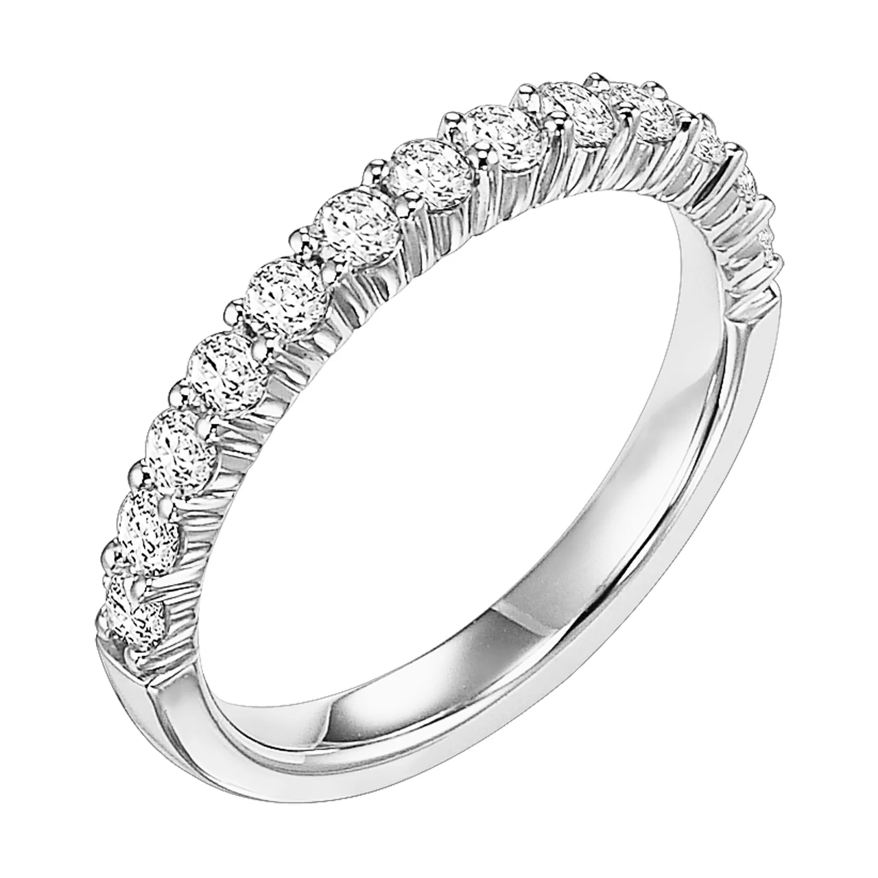 Fink's 14K White Gold 13 Stone Shared Prong Wedding Band - Image 2