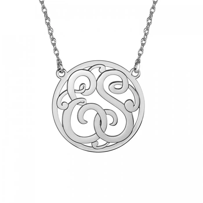 Fink's 15mm Classic Bordered Two Initial Monogram Necklace - Image 2