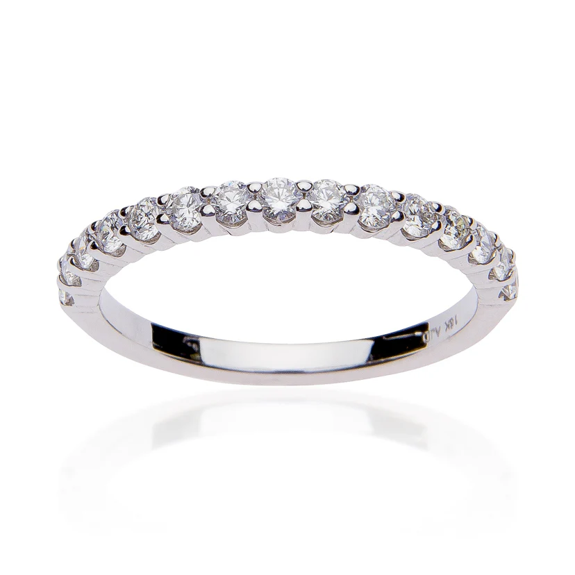 Fink's 18K White Gold 15 Stone Prong Set Wedding Band