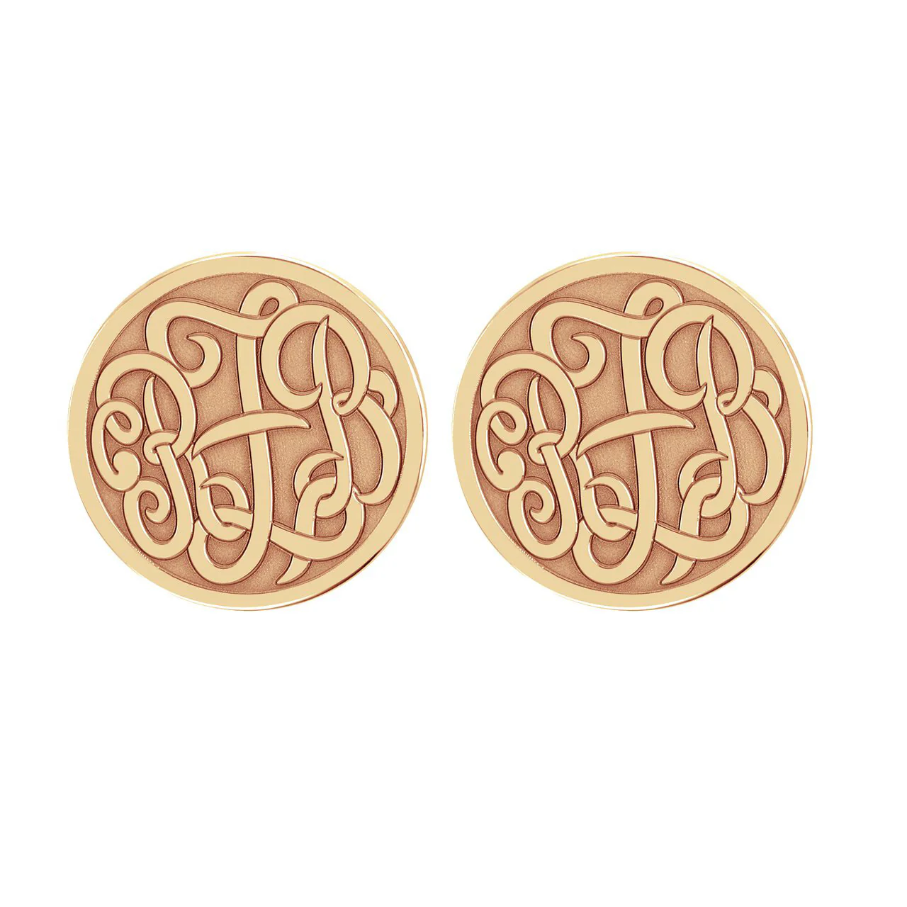 Fink's 20mm Classic Recessed Monogram Stud Earrings - Image 2