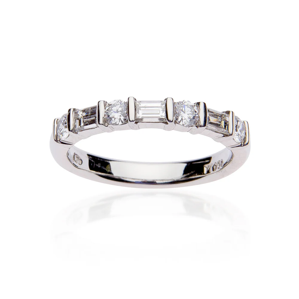 Fink's Four Round and Three Baguette Bar Set Diamond Band - Image 2