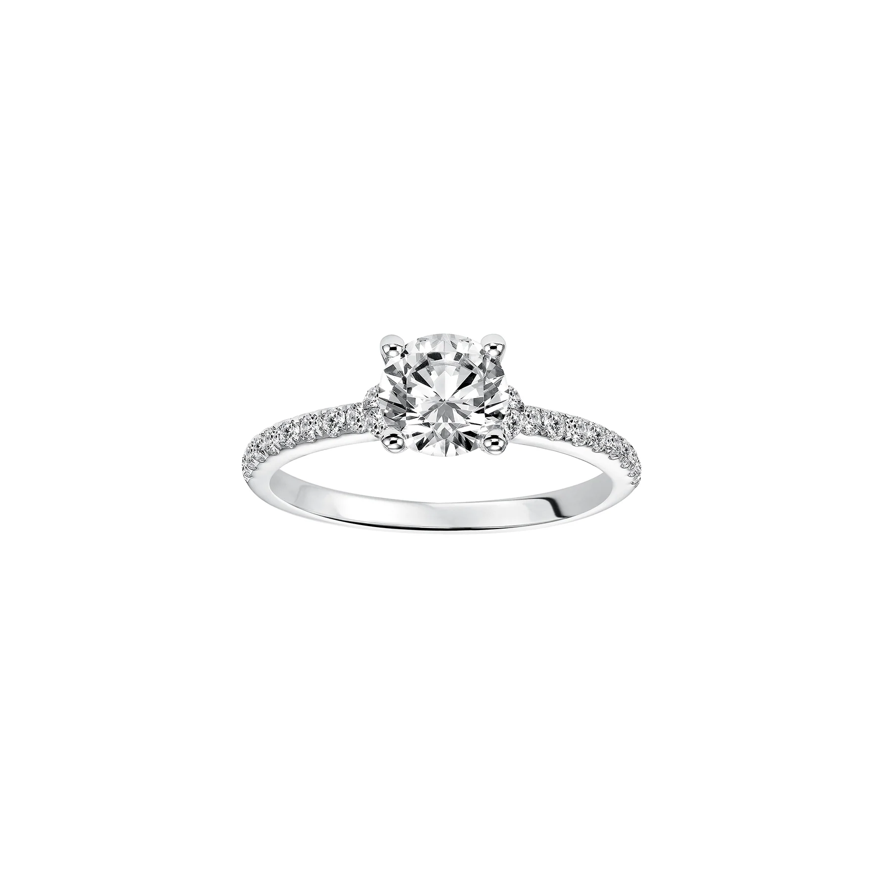 Fink's Exclusive 14K White Gold Round Diamond and Diamond Shank Engagement Ring - Image 4