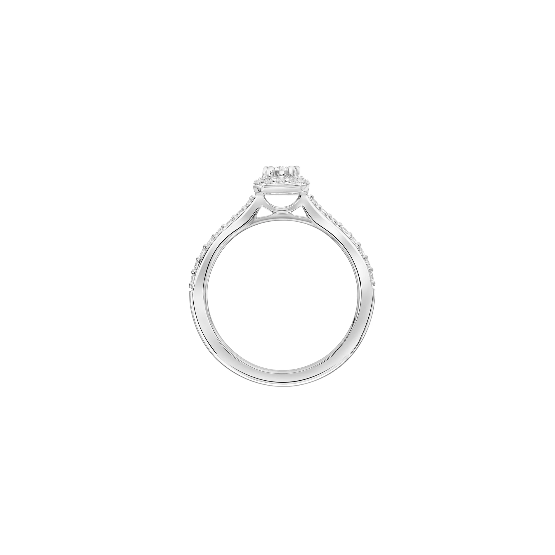 Fink's Exclusive 14K White Gold Round Diamond Halo Engagement Ring with Diamond Shank Accent - Image 3