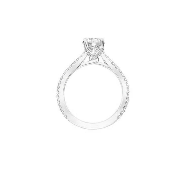 Fink's Exclusive 14K White Gold Round Diamond Pave Shank Engagement Ring - Image 3