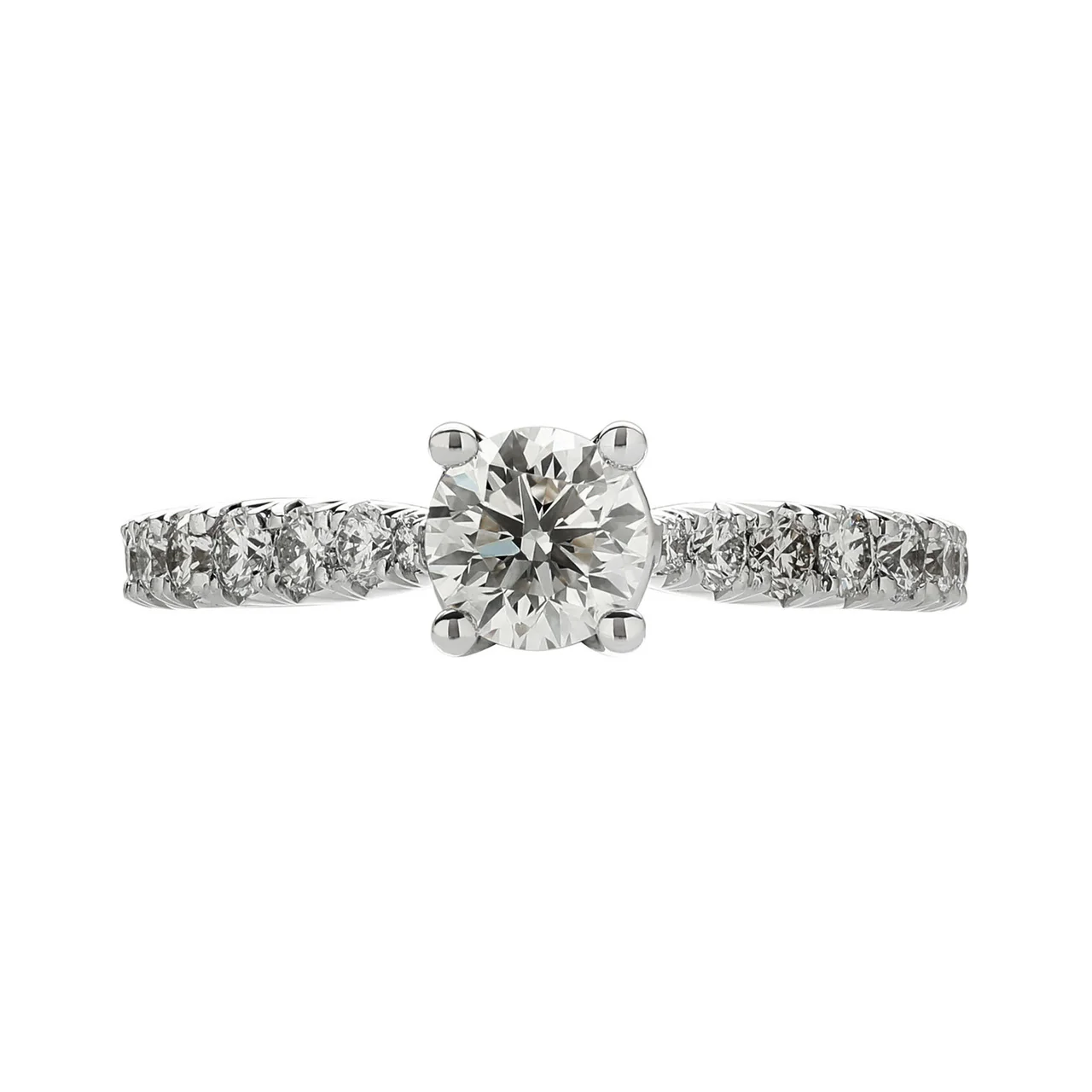 Fink's Exclusive 14K White Gold Round Diamond Shank Accent Engagement Ring - Image 3