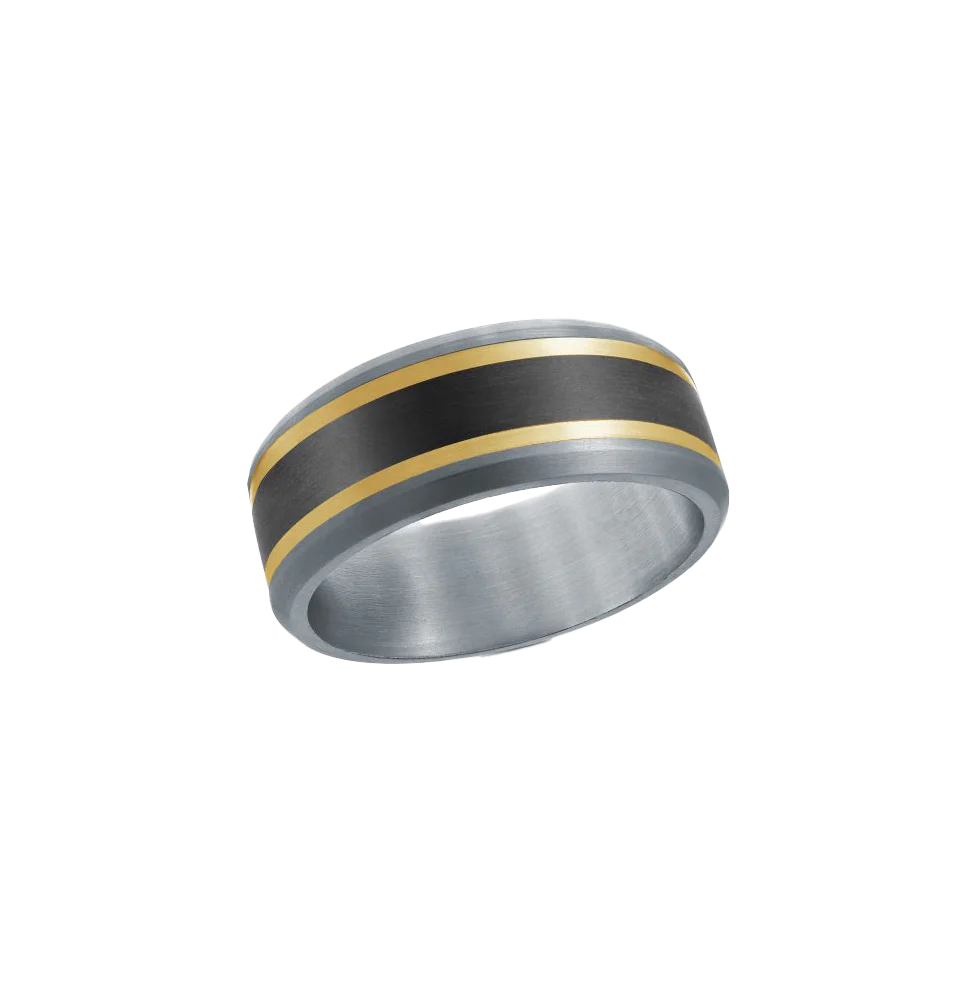 Fink's 14K Yellow Gold and Tantalum Beveled Edge Band, 8.5mm