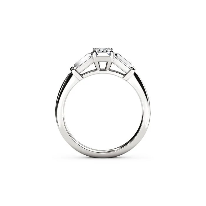 The Studio Collection Emerald and Baguette Diamond Engagement Ring - Image 3