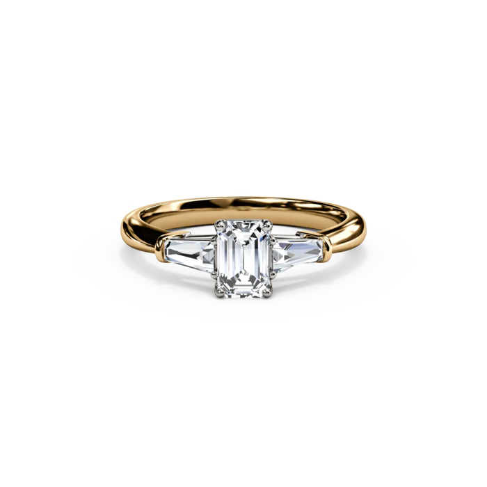 The Studio Collection Emerald and Baguette Diamond Engagement Ring - Image 4