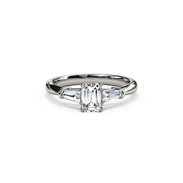 The Studio Collection Emerald and Baguette Diamond Engagement Ring - Image 6
