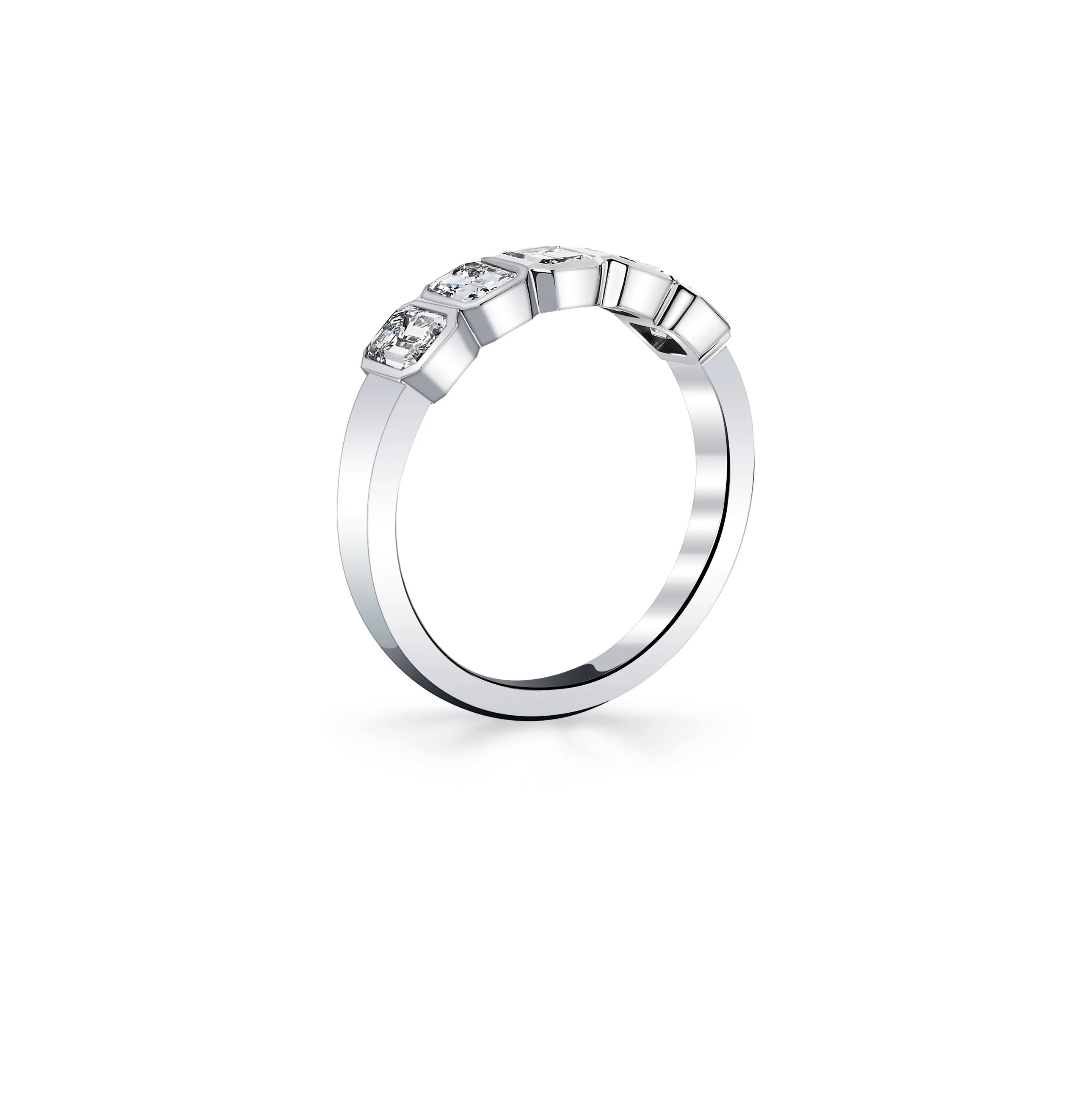 Fink's Exclusive Emerald Cut Diamond Bezel Set Band in Platinum - Image 2