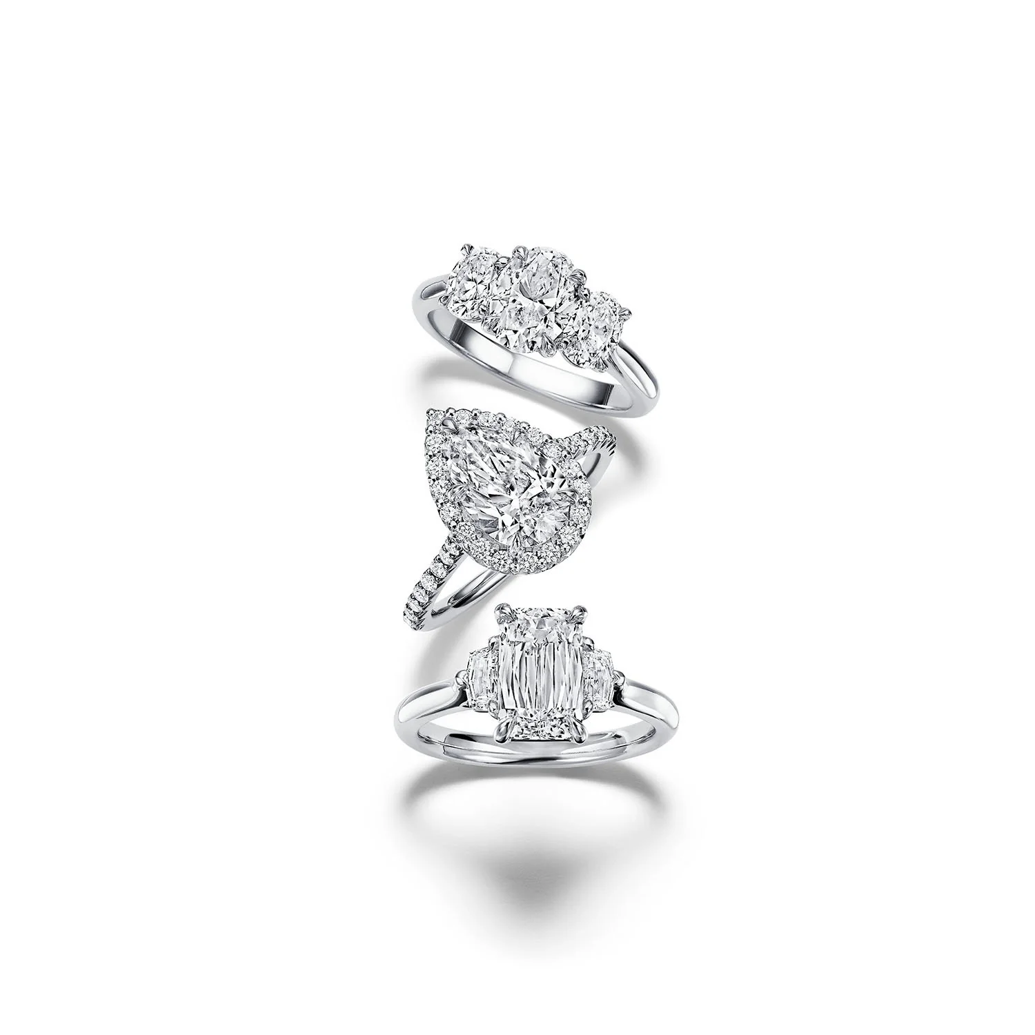 Fink's Exclusive Platinum Pear Shape Diamond Halo Engagement Ring - Image 3