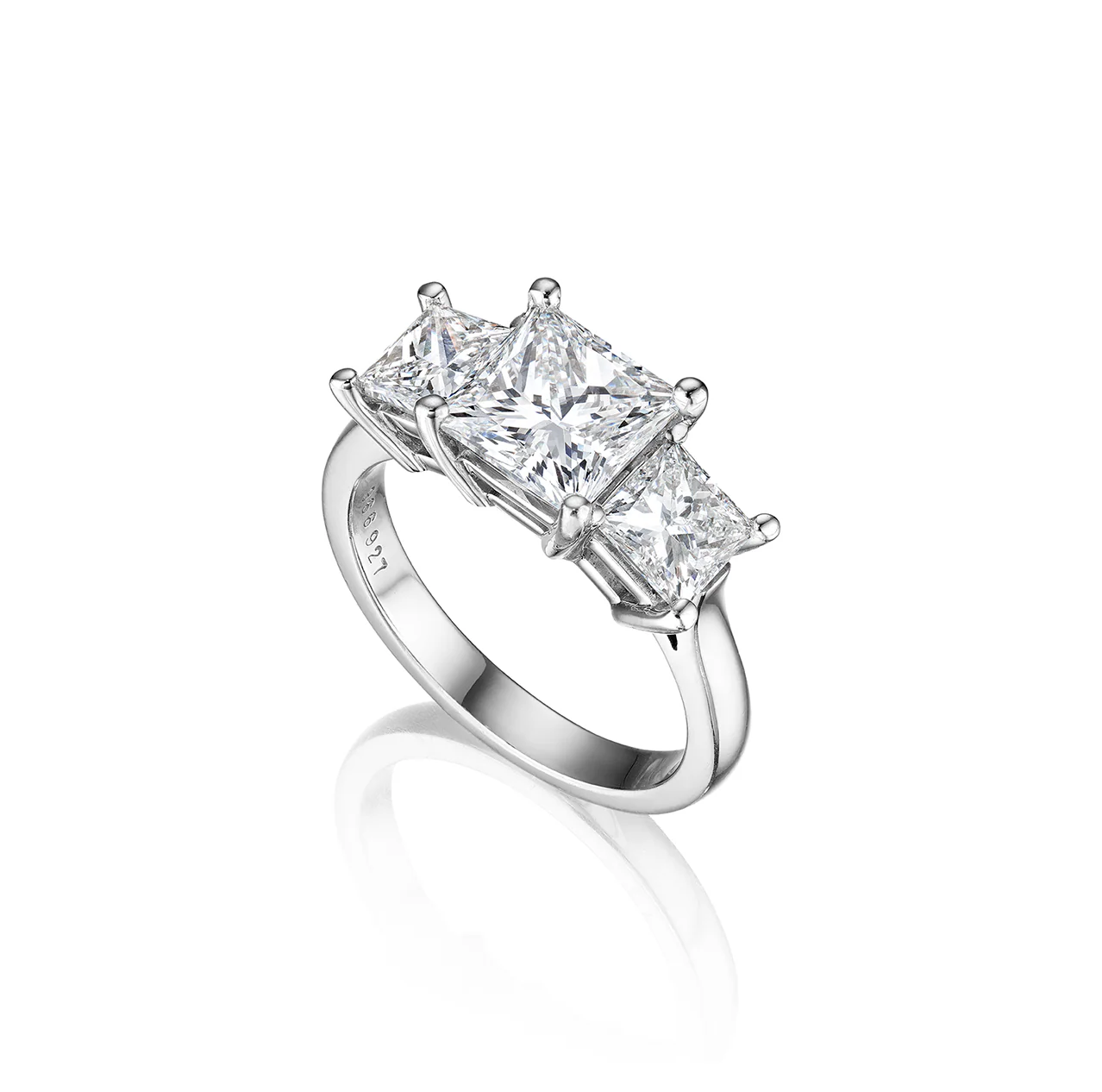Fink's Exclusive Platinum Princess Cut Diamond Three Stone Engagement Ring - Image 2