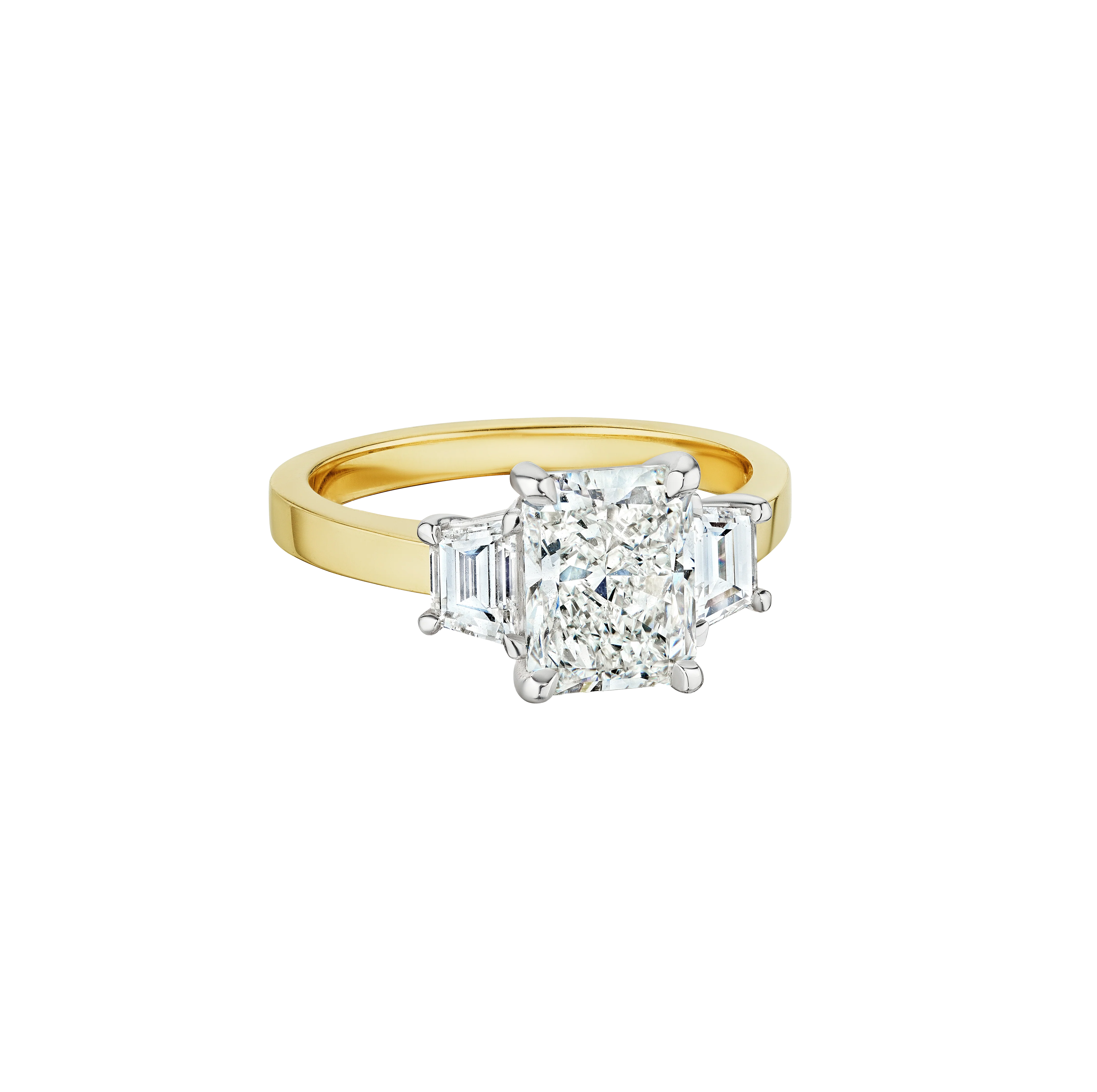 Fink's Exclusive Radiant Cut and Trapezoid Diamond Engagement Ring