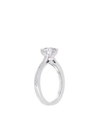 Fink's Exclusive Round Diamond and Diamond Pavé Shank Engagement Ring in White Gold