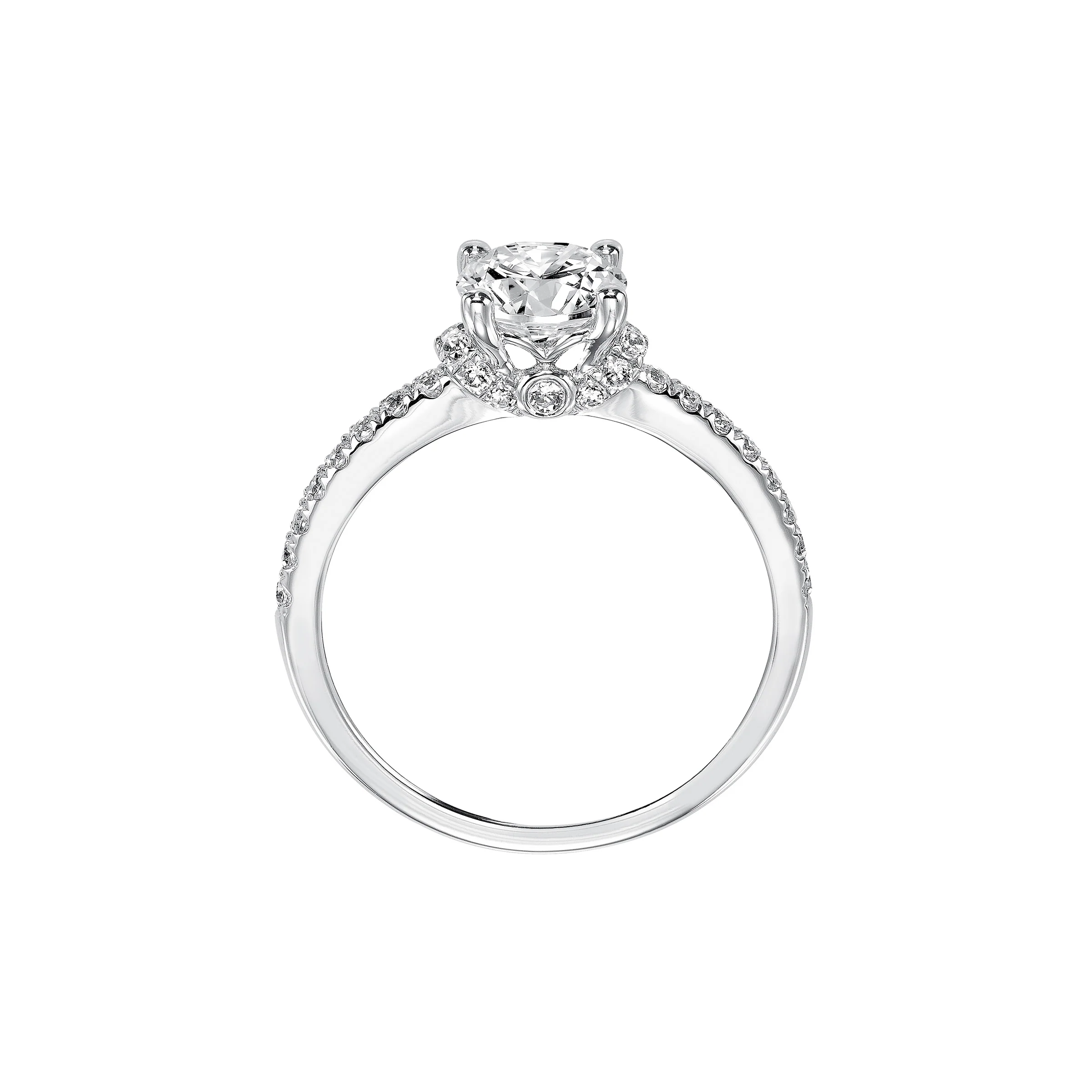 Fink's Exclusive 14K White Gold Round Diamond and Diamond Shank Engagement Ring - Image 3